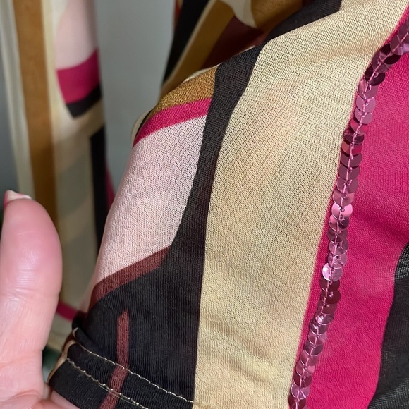 MORGAN DE TOI MYRIANA  geometrical sequin stripe button down shirt semi sheer XS - Picture 5 of 13